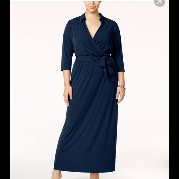 navy wrap dress plus size